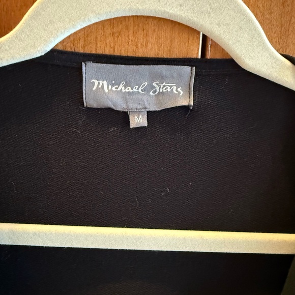 Michael Stars Mixed-Material Biker Jacket | Genuine Leather Panels | Black |  M - Picture 2 of 5